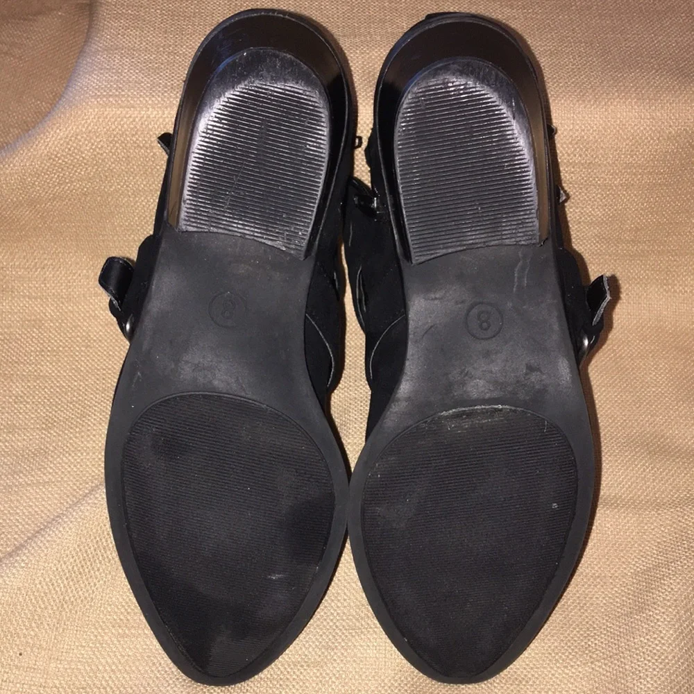 Universal Thread Goods Black 2” Heel Point Toe Tri-Buckle Inner Zip Close 8
